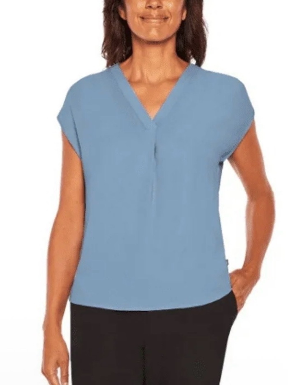 Banana Republic Light Blue V-Neck Cap Sleeve Blouse